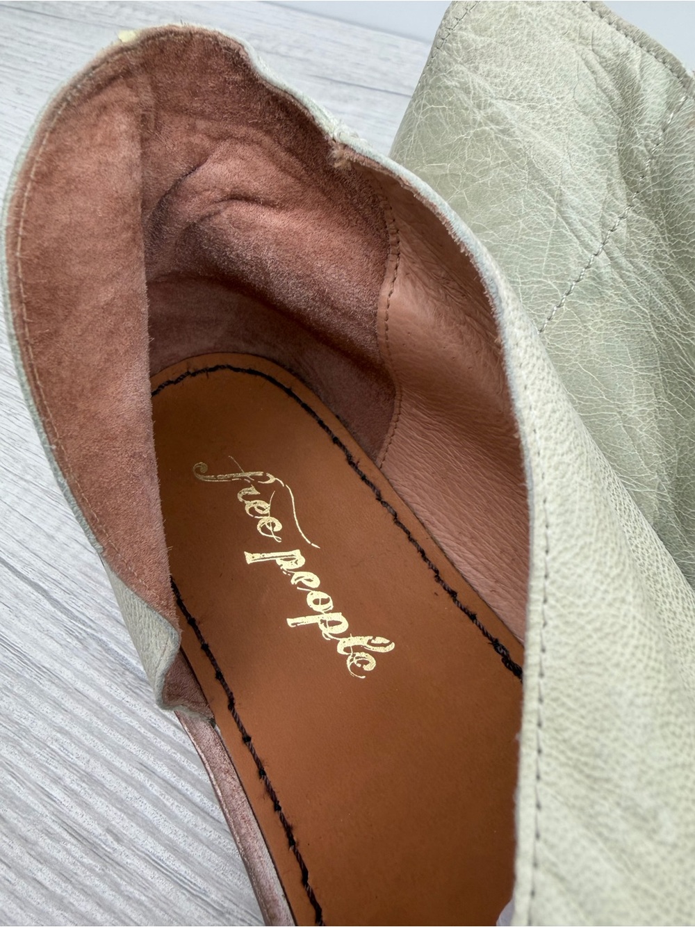 Free People Mont Blanc Leather Sandals Grey Taupe Size 37.5 - Picture 7 of 13